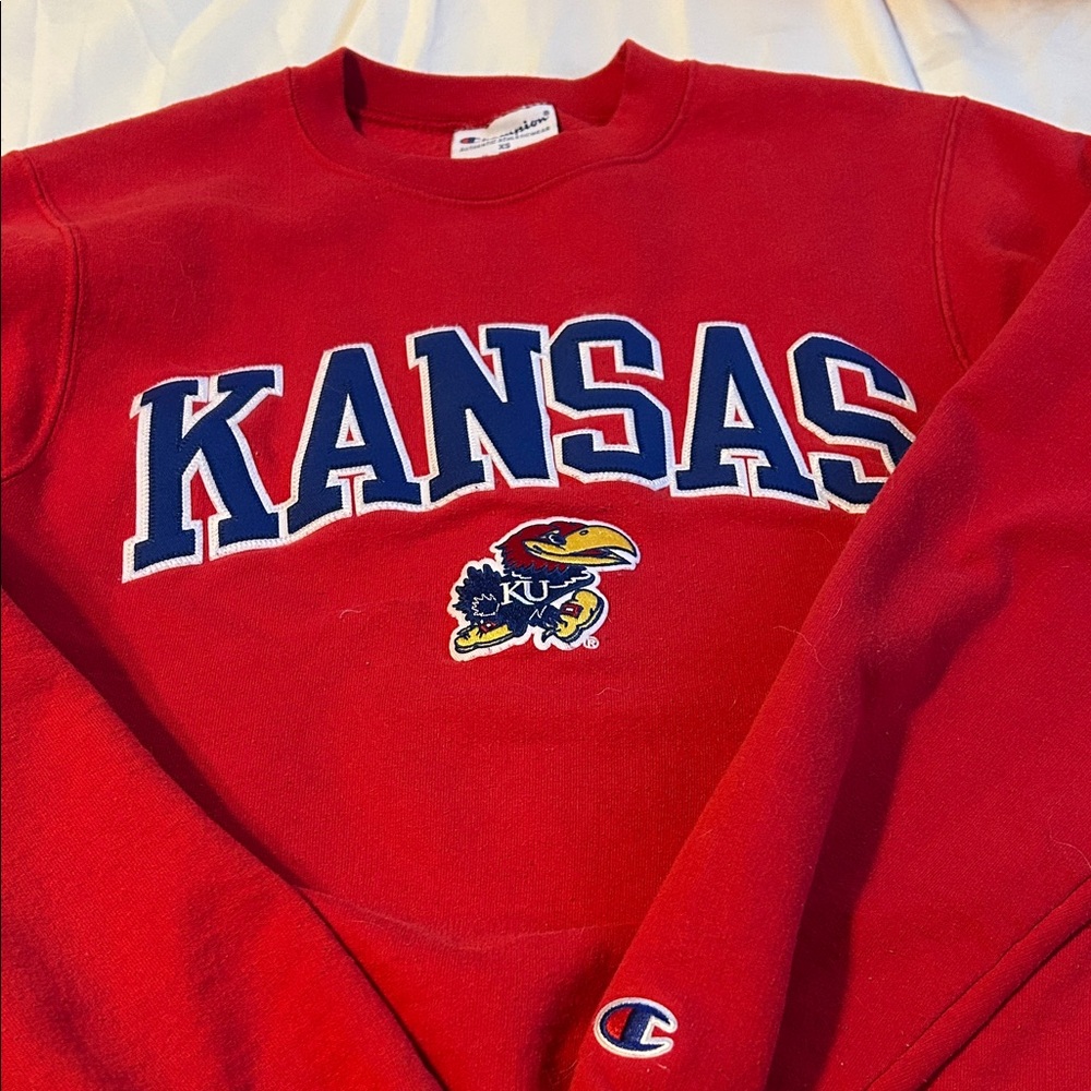 Champion Red Kansas Jayhawk Sweatshirt